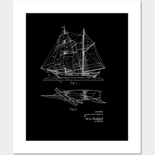 Sailing Ship Vintage Patent Drawing Posters and Art